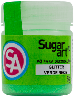 glitter para decoração sugar art cor verde neon