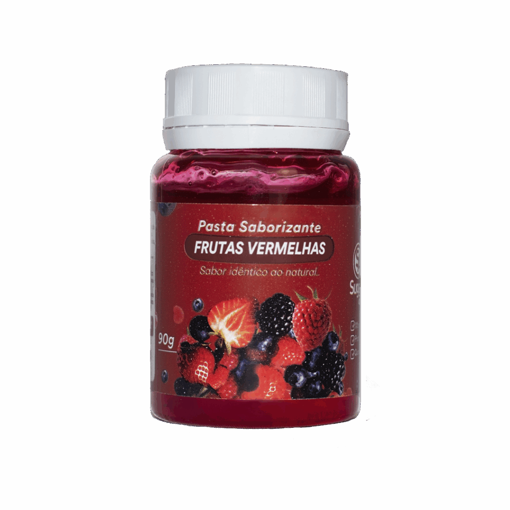 Pasta Saborizante de Frutas Vermelhas Sugar Art. Mistura intensa de morango, framboesa e amora para recheios, bolos, sorvetes e sobremesas.