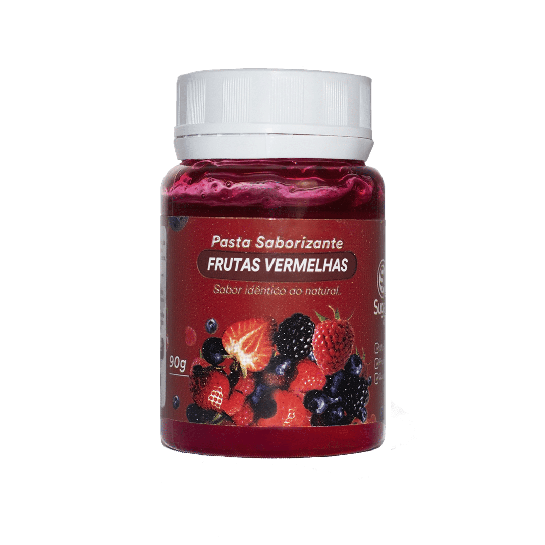 Pasta Saborizante de Frutas Vermelhas Sugar Art. Mistura intensa de morango, framboesa e amora para recheios, bolos, sorvetes e sobremesas.