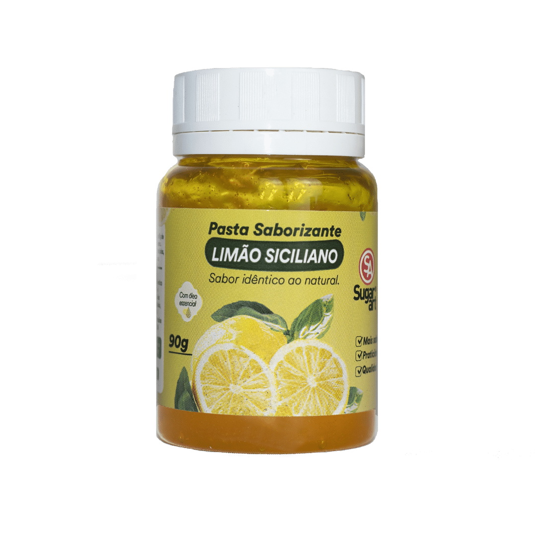 Com óleo essencial de limão siciliano, a Pasta Sugar Art entrega sabor cítrico natural e sofisticado para recheios, bolos e sobremesas refrescantes.